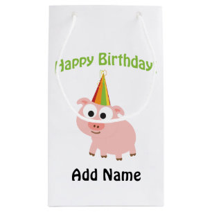 Alles Gute zum Geburtstag! Niedliches Schwein Kleine Geschenktüte