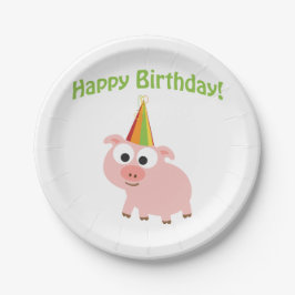 Alles Gute zum Geburtstag! Niedliches Schwein Pappteller