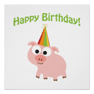 Alles Gute zum Geburtstag! Niedliches Schwein Poster