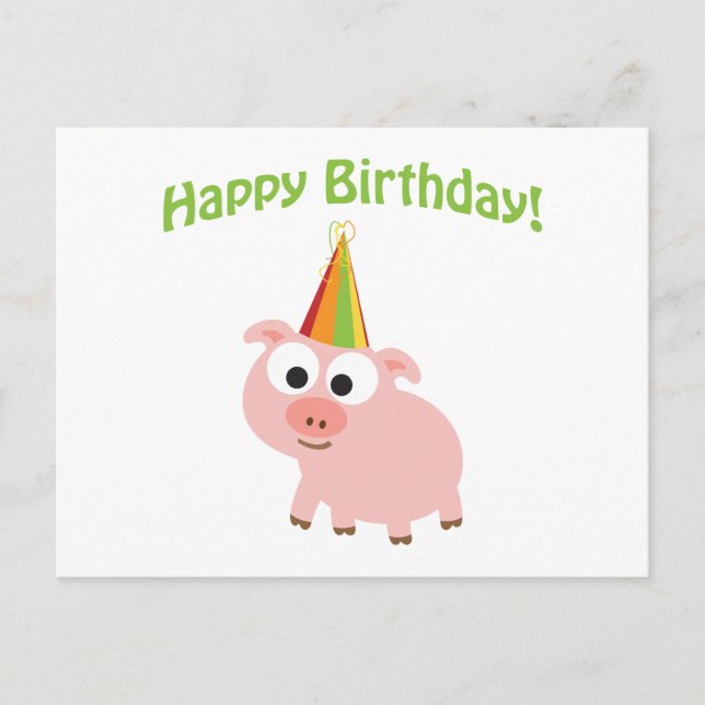 Alles Gute zum Geburtstag! Niedliches Schwein Postkarte (Vorderseite)