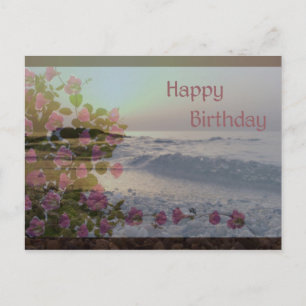 Alles Gute zum Geburtstag - Ocean & Bougainvillea Postkarte
