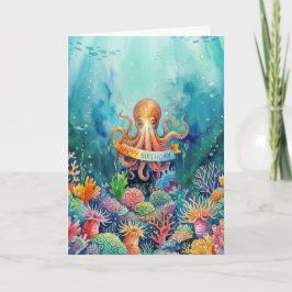 Alles Gute zum Geburtstag Oktopus Ozean Meer Leben Karte