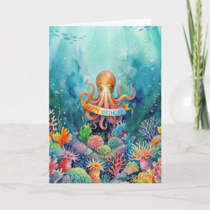 Alles Gute zum Geburtstag Oktopus Ozean Meer Leben Karte