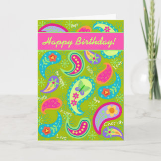 Alles Gute zum Geburtstag Olivgrün-pinkfarbenes Karte