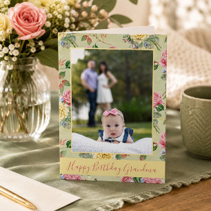 Alles Gute zum Geburtstag Oma Florales Foto Karte