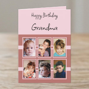 Alles Gute zum Geburtstag Oma, füge 6 Fotos pinker Karte