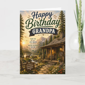Alles Gute zum Geburtstag Opa Rustikale Hütte Karte