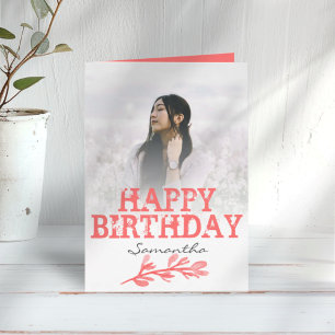 Alles Gute zum Geburtstag Orange Text & Foto Karte