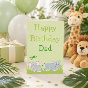 Alles Gute zum Geburtstag Papa Elefant und Nilpfer Feiertagskarte