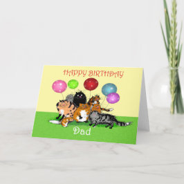 Alles Gute zum Geburtstag Papa, Katzen und Ballons Karte