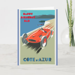 Alles Gute zum Geburtstag Papa Vintage-Rennwagen Karte