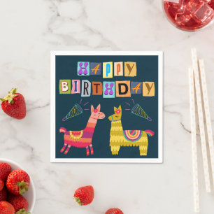 Alles Gute zum Geburtstag Paper Letters Retro Llam Serviette