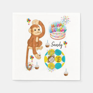 Alles Gute zum Geburtstag Papier Servietten, Affe  Serviette