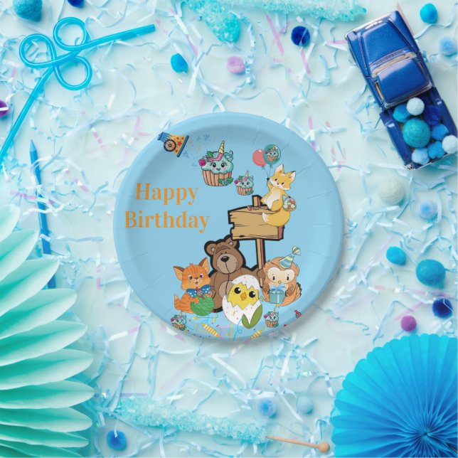 Alles Gute zum Geburtstag Papier Teller Fuchs Tedd (Party)
