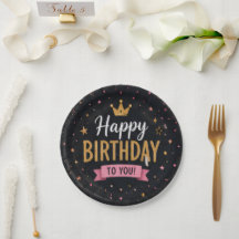 Alles Gute zum Geburtstag Papier Teller Schwarz &