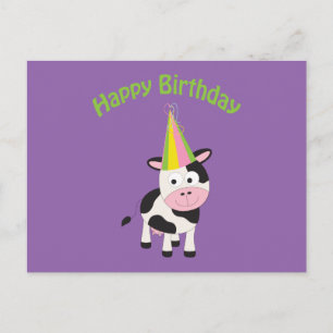 Alles Gute zum Geburtstag! Party Kuh Postkarte