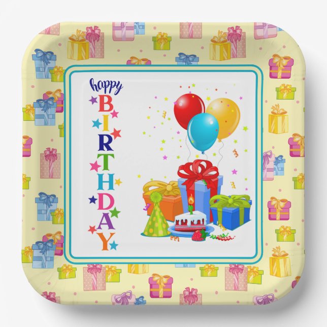 Alles Gute zum Geburtstag Party Pappteller (Vorderseite)