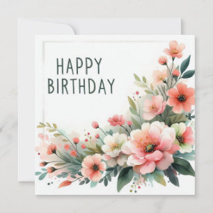 Alles Gute zum Geburtstag Pastell-Blumen Karte