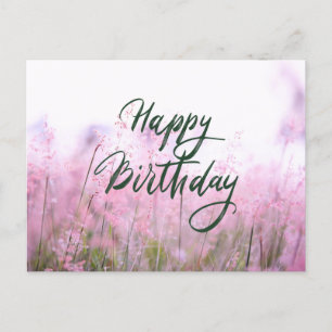 Alles Gute zum Geburtstag Pastellrosa Wildblumen Postkarte