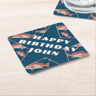 Alles Gute zum Geburtstag Personalisierte Fischfan Untersetzer