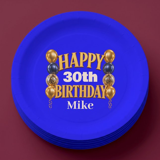 Alles Gute zum Geburtstag Personalisierter blauer  Pappteller (Von Creator hochgeladen)