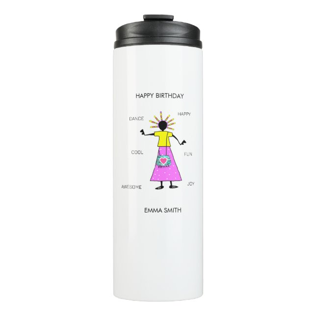 Alles Gute zum Geburtstag, Phantastisches Girl-Tan Thermosbecher (Vorderseite)