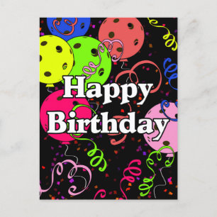 Alles Gute zum Geburtstag Pickleball Ballons Konfe Postkarte