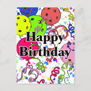 Alles Gute zum Geburtstag Pickleball Luftballons K Postkarte