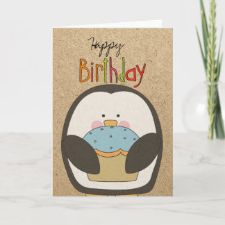 Alles Gute zum Geburtstag Pinguin und Cupcake Karte