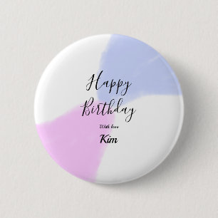 Alles Gute zum Geburtstag pink lila pastell name e Button