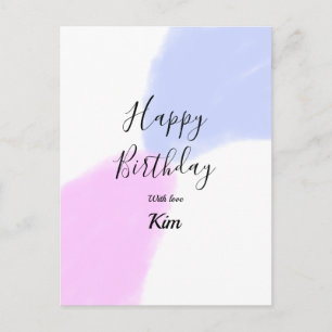 Alles Gute zum Geburtstag pink lila pastell name e Postkarte