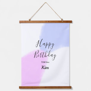 Alles Gute zum Geburtstag pink lila pastell name e Wandteppich Mit Holzrahmen