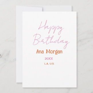 ALLES GUTE ZUM GEBURTSTAG PINK ORANGE NAME EINFACH EINLADUNG