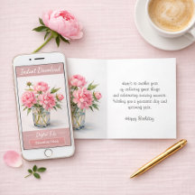 Alles Gute zum Geburtstag Pink Peonies Grußkarte