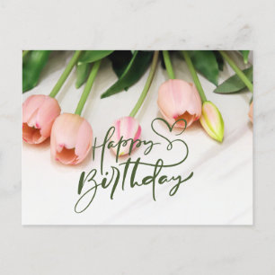 Alles Gute zum Geburtstag Pink Tulpen Blumen Postkarte
