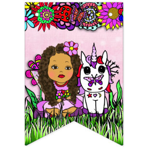Alles Gute zum Geburtstag Pink und Purple Einhorn Wimpelkette