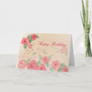 Alles Gute zum Geburtstag Pink Victorian Rose Wass Karte