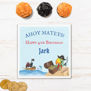 Alles Gute zum Geburtstag Piratenpapagei und Schif Serviette