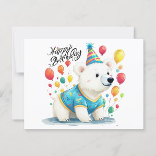 Alles Gute zum Geburtstag Polar Bär Ballons Party Postkarte