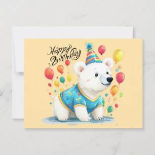 Alles Gute zum Geburtstag Polar Bär Ballons Party Postkarte