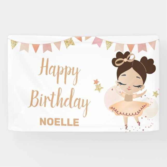 Alles Gute zum Geburtstag! Princess Ballerina mit  Banner (Horizontal)