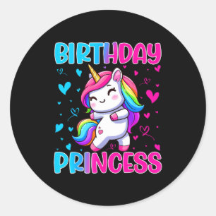 Alles Gute zum Geburtstag Prinzessin Einhorn Süßer Runder Aufkleber