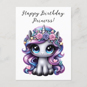 Alles Gute zum Geburtstag, Prinzessin! Glitter Pon Postkarte