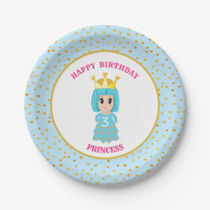 Alles Gute zum Geburtstag Prinzessin & Gold Konfet Pappteller