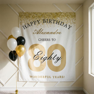 Alles Gute zum Geburtstag, Prost auf 80 Jahre Jubi Wandteppich