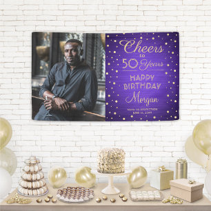 ALLES GUTE ZUM GEBURTSTAG Prost Gebürstet Lila & G Banner