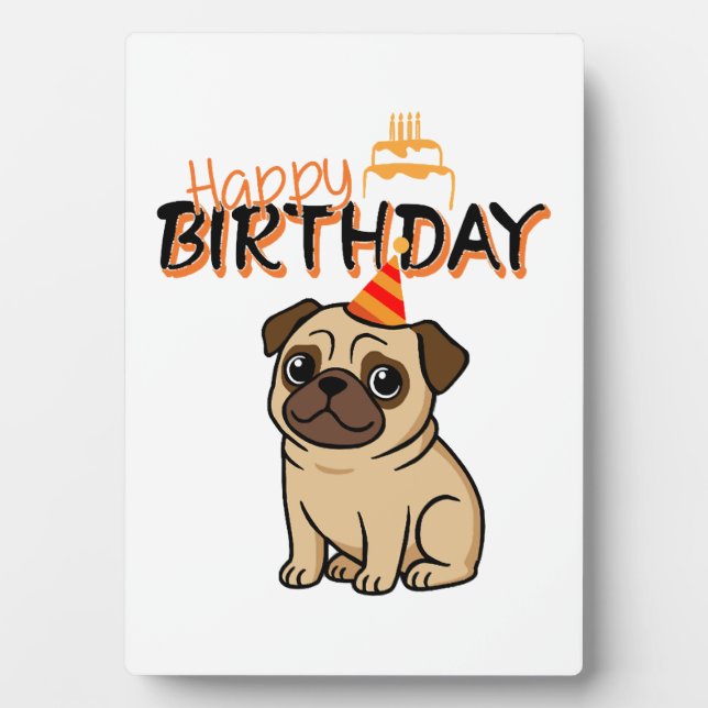 ALLES GUTE ZUM GEBURTSTAG PUG FOTOPLATTE (Vorderseite)