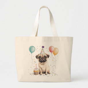 Alles Gute zum Geburtstag Pug Hund Jumbo Stoffbeutel