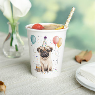 Alles Gute zum Geburtstag Pug Hund Pappbecher