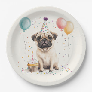Alles Gute zum Geburtstag Pug Hund Pappteller